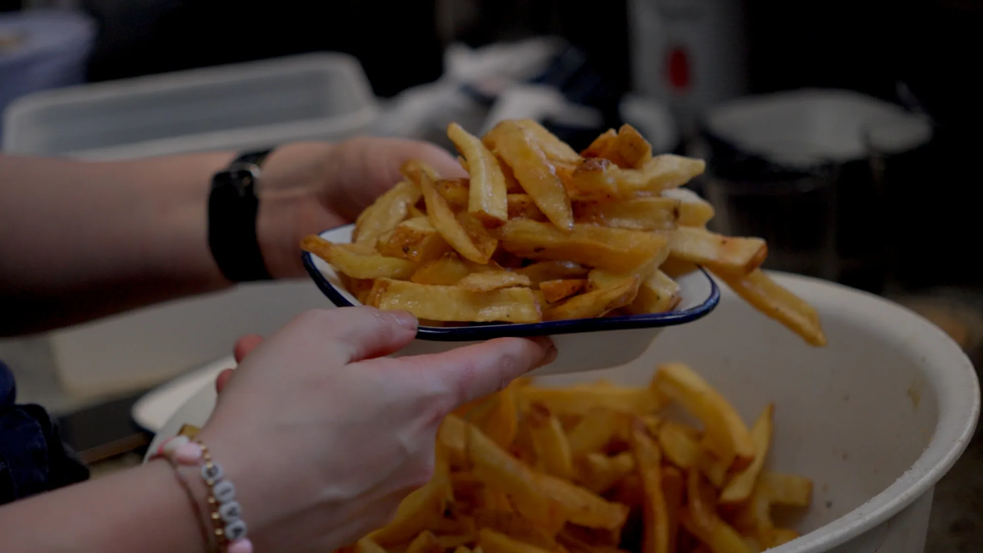 Chips being served